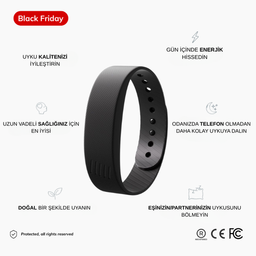 Titreşimli Akıllı Alarm Bileklik (E-Kitap ve Uyku Bandı Hediye)